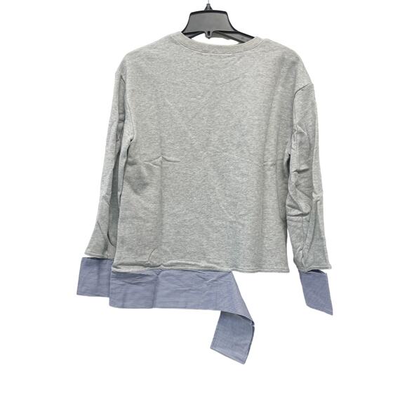 Evidnt Los Angeles for Anthropologie Gray Heather Blue Striped Detail Sweater S - Picture 5 of 5